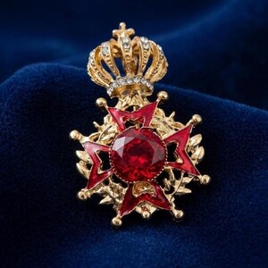 Red Ruby Royal Crown brochespeld 14K verguld zilver elegant verlovingscadeau