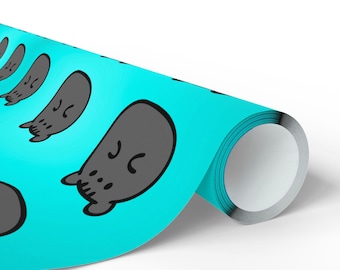 Cute Rat Wrapping Paper | Teal Cartoon Rat Gift Wrap | Funny Rodent Packaging for Rat Lovers