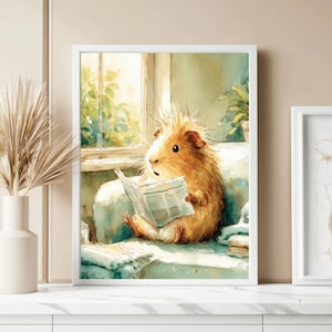 Funny Guinea Pig Poster | Watercolor Animal Wall Art | Guinea Pig Gift for Friends | Aesthetic Decor |  meerschweinchen gift for her