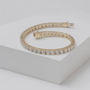 Lab Grown Diamond Tennis Cuff Bracelet, 14K Solid Gold Tennis Bangle, Diamond Open Cuff for Women, Luxury Diamond Bracelet, Jewelry Gift