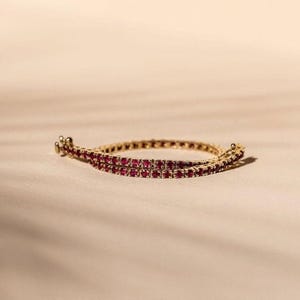 18K Red Ruby Tennis Bracelet,14K Gold Ruby Bracelet,14k Gold Prong Set Ruby Tennis Bracelet, Ruby Layering Bracelet Women GiftJulyBirthstone