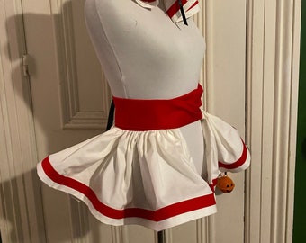 Dovey Harlequin Red and White Clowncore Style Clown Skirt