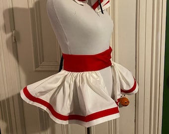 Dovey Harlequin Red and White Clowncore Style Clown Skirt