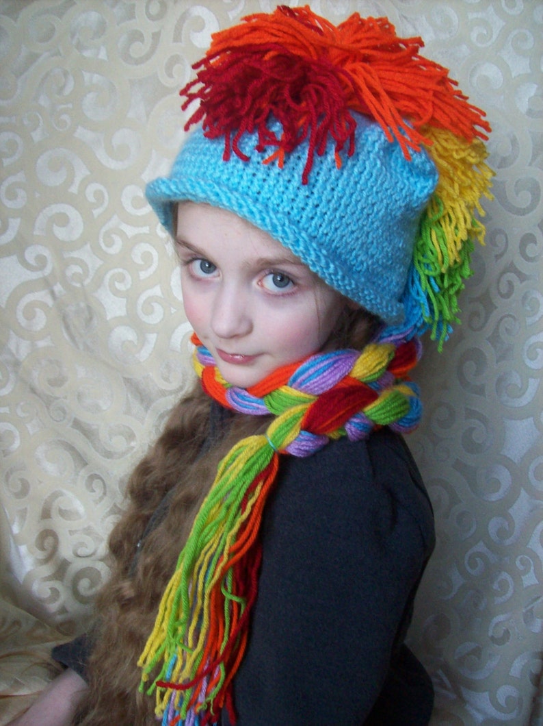 Knit Rainbow Dash Hat My Little Pony Friendship is Magic MLP FIM Costume Brony Pegasister Gift Idea Christmas Gift Geek Gift Rainbow Dash