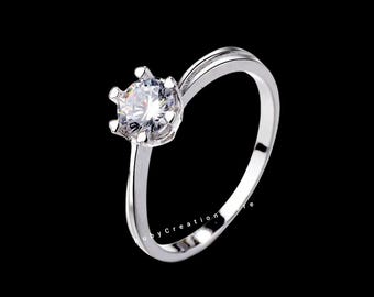 Dainty Pink Moissanite Ring: 925 Sterling Silver Solitaire