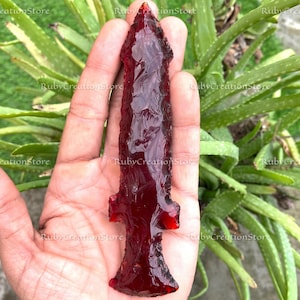 Handmade Red Obsidian Sword Knife: Crystal Fantasy Decor
