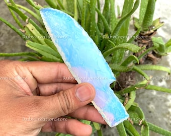 Opalite Hand Knapped Knife: Iridescent Crystal Altar Decor, 3 to 6.5 Inches