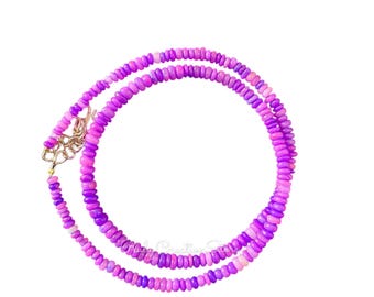 Ethiopian Welo Opal Necklace | 20" Purple Rondelle Bead Necklace 3-5mm