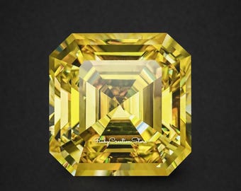 Gele Asscher geslepen moissaniet-edelsteen, VVS1 kanariediamantkleur, verlovingsringsieraden