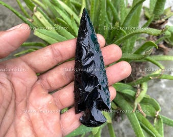 Hand-Knapped Black Obsidian Arrowhead Knife: Ritual, Healing, Display 3 to 6.5 Inches