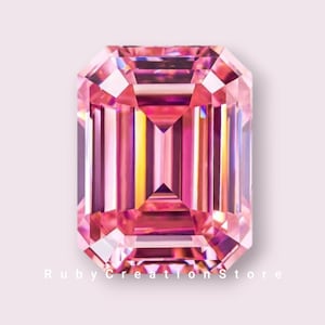 Zertifizierte lose Moissanite-Steine, lose Moissanite-Steine im Smaragdschliff, rosa Farbe für die Schmuckherstellung in allen Größen