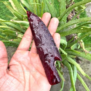 Red Obsidian Hand Knapped Knife: Decorative Crystal Altar Tool