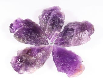 Raw Amethyst Arrowhead Crystals: Purple Quartz Points, Healing Stones (5 Pieces, 1 Inch)