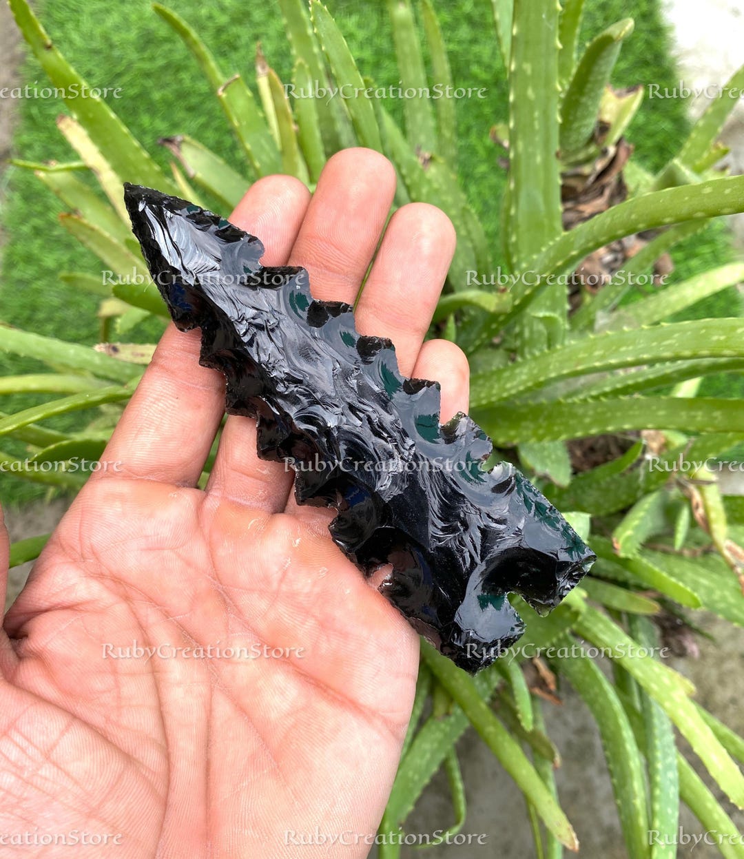 Hand-knapped Black Obsidian Arrowhead Knife: Ritual, Healing, Display ...