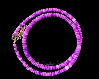 Ethiopian Welo Opal Necklace | 18" Purple Rondelle Bead Necklace 3-5mm