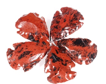 Mahogany Obsidian Arrowheads (5 Pcs): Red & Black Crystal, Jewelry Making