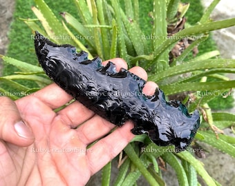 Handmade Black Obsidian Knife: Collectible Crystal Blade for Rituals