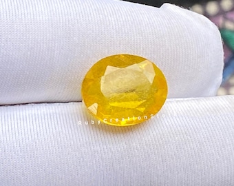 Lab-Created Yellow Sapphire: 10 Carat Oval Cut Gemstone (13x11x6 mm)