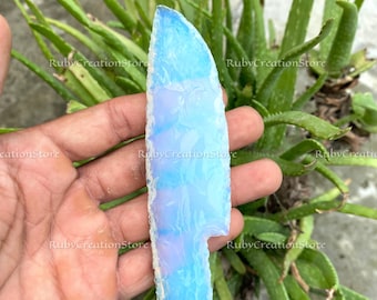 Opalite Hand Knapped Knife: Iridescent Crystal Altar Decor 2 Pcs