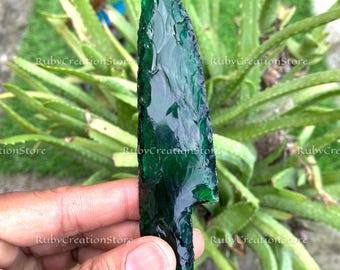 Handmade Emerald Green Glass Knife: Ritual Altar Decor