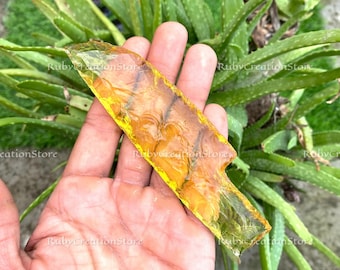 Hand Knapped Yellow Glass Knife: Golden Crystal Decor, Ritual Altar Tool