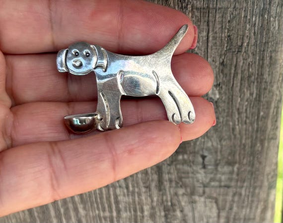 Dog Brooch - Dog Brooch 925 - Sterling Silver Dog Brooch - Dog Jewelry - Dog Brooch / Pin - Dog Pin 925 - Vintage Dog Brooch 925