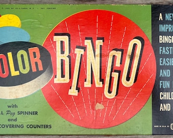 Bingo - Color Bingo - Vintage Bingo Game - Bingo Game - Vintage Color Bingo Game - Vintage Toys and Game - Vintage Color Bingo 1952 / New