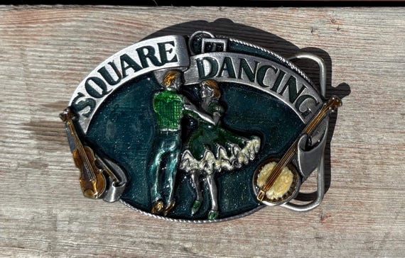 Square Dancing Belt Buckle - Vintage Belt Buckle - Vintage Siskiyou Square Dancing Belt Buckle - Siskiyou Belt Buckle 1985 - Square Dancing
