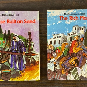 The Stories Jesus Told - Religious Books for Children - The House Built on Sand - The Rich Man - Vintage Religious Children&#39;s Books - Books