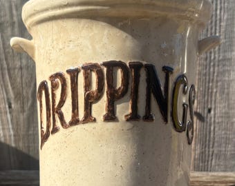 Grease Dripping Jar - Dripping Jar - Vintage Grease Dripping Jar - Vintage Dripping Container - Kitchen Jar "DRIPPINGS" - Dripping Container