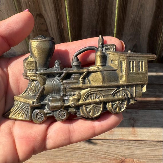 Train Belt Buckle - Vintage Train Brass Belt Buckle - Brass Train Belt Buckle - Vintage Belt Buckle - Buckle - Train Belt Buckle Accessory