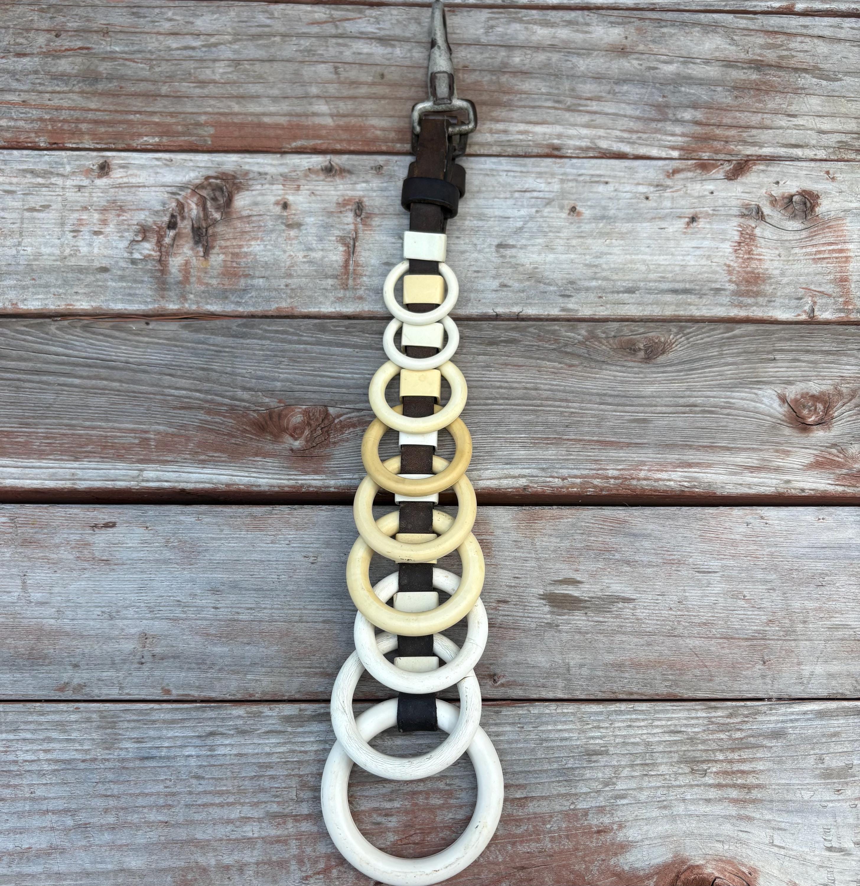 Vintage Leather Horse Tack Harness Line Spreader With Celluloid