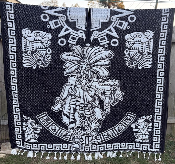 Poncho - Aztec Poncho - Vintage Aztec Poncho - Winter Poncho - Winter Aztec - Poncho - Winter Clothing Poncho - Poncho / Aztec Clothing View 3