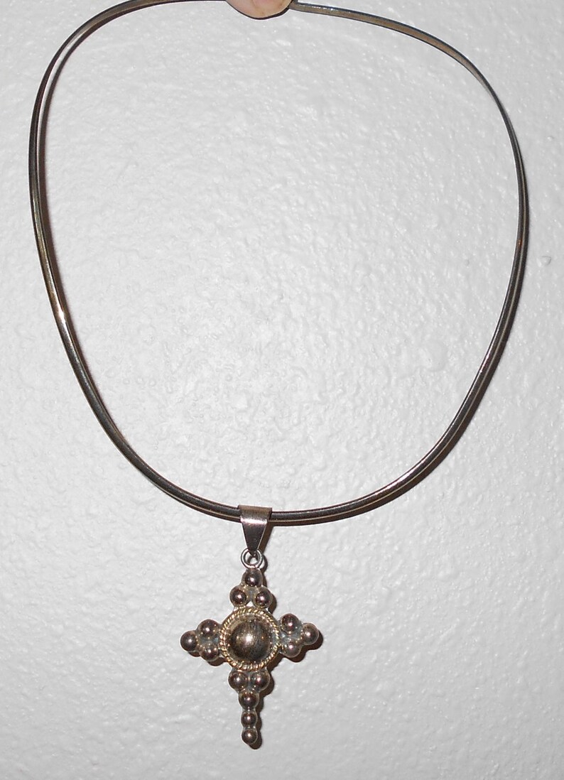 Sterling Silver Pendant Choker Sterling Silver Cross Choker Pendant Sterling Silver Jewerly Cross Pendant Choker /& Cross Necklace