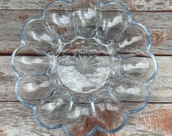 Deviled Egg Dish - Dining and Serving - Vintage Glass Deviled Egg Dish - Vintage Deviled Egg Dish - Glass Serving Dish - Deviled Egg Platter