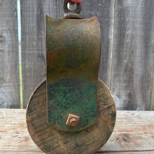 Vintage Pulley - Pulley - Farmhouse Pulley  - Wood Pulley - Tools Pulley - Wooden Pulley - Vintage Tools - Barn Pulley - Green Wood Pulley