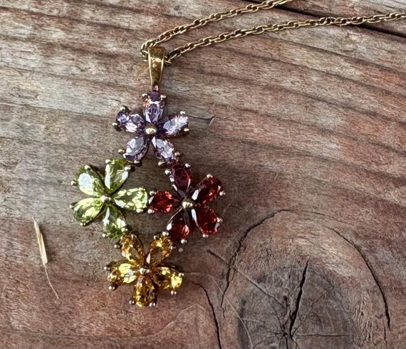 Necklace - Ladies Necklace - Vintage 925 HN Floral Pendant - Vintage HN Chain and Pendant - Vintage Women's Jewelry - Vintage HN Jewelry