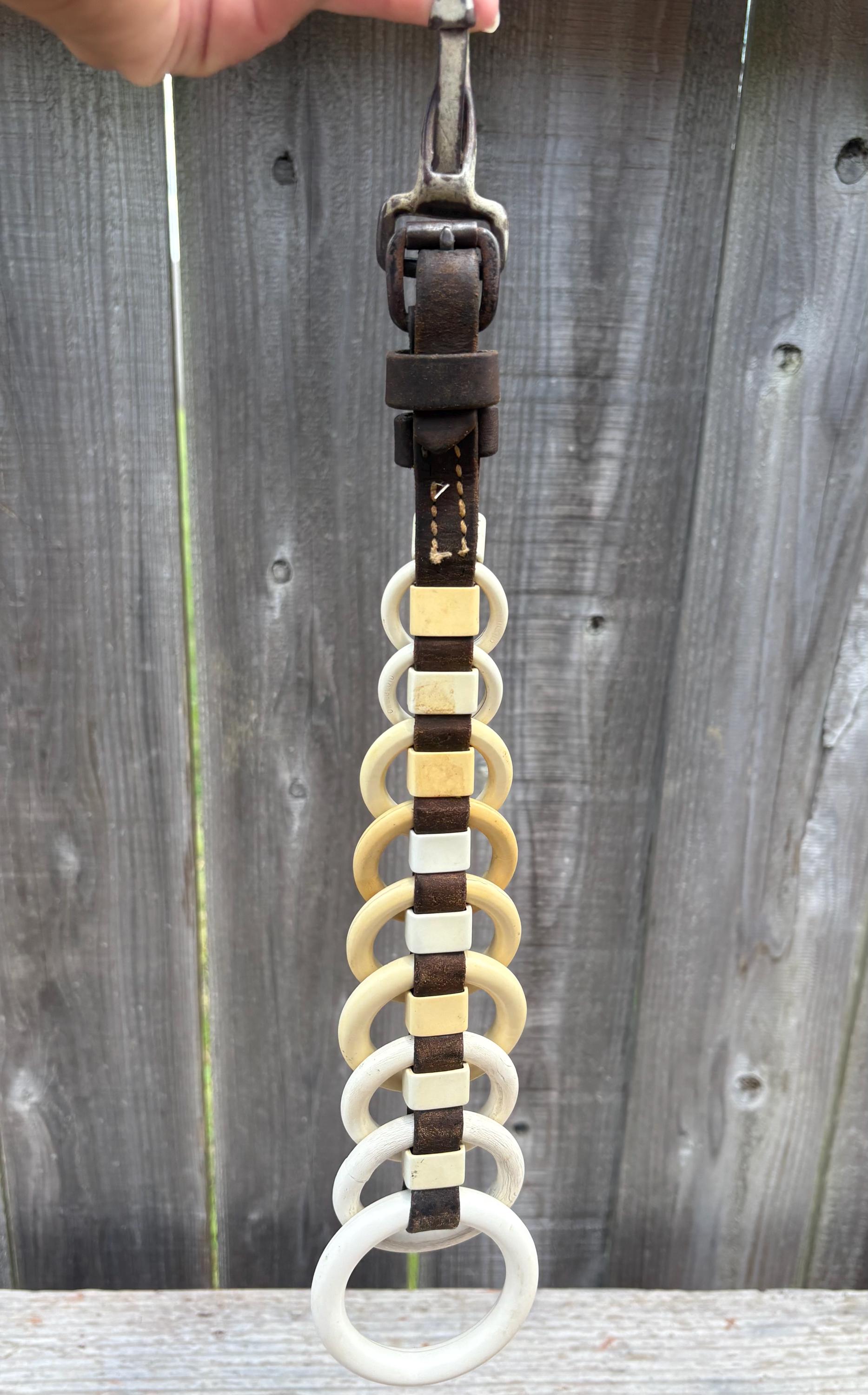 Vintage Leather Horse Tack Harness Line Spreader With Celluloid