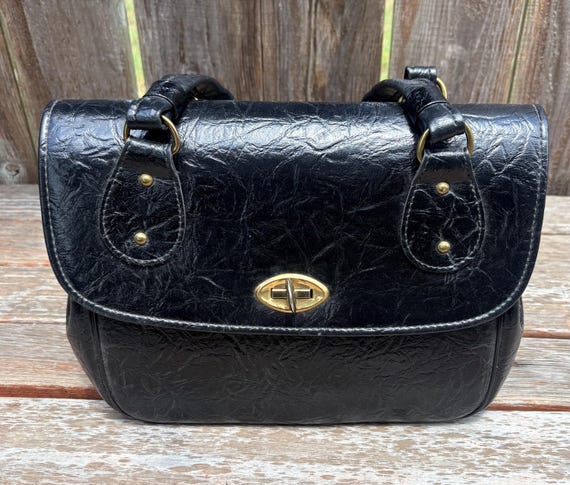 Vintage Black Patent Handbag - Vintage Handbag - Black Handbag - Jaclyn Handbag - Vintage Jaclyn Black Handbag - Women's Purses & Handbags