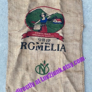 Burlap Sack / Bag - Vintage Burlap Sack - ROMELIA Burlap Bag - Burlap Bag Costa Rica - Feed Sack / Bag - Burlap Sack Decor - Costa Rica Bag