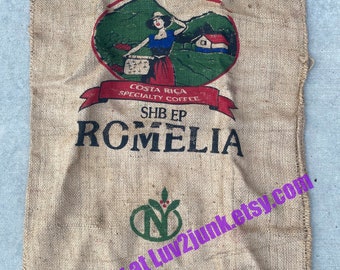 Burlap Sack / Bag - Vintage Burlap Sack - ROMELIA Burlap Bag - Burlap Bag Costa Rica - Feed Sack / Bag - Burlap Sack Decor - Costa Rica Bag