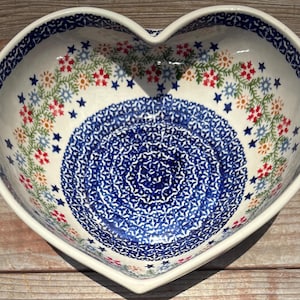 Heart Shaped Ceramic Bowl - Handmade Bowl from Poland - Handmade Bowl - Heart Shaped Bowl - Polish Pottery Bowl Kitchen Decor - Polish Bowl