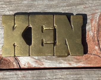 Brass Belt Buckle - KEN Brass Belt Buckle - Ken Buckle - Vintage Brass Belt Buckle - Men's Belt Buckle - Ken Buckle - Vintage Ken Buckle