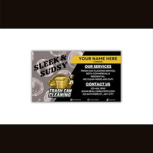 Mülleimer-Reinigungs-Visitenkartenvorlage, bearbeitbare Canva-Karte für Mülleimer-Reinigungsdienste, druckbare Business Branding Card