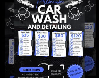 Auto detailing price sheet, auto detailing flyer, auto detailing, auto detailing buisness, mobile detailing , car cleaning, editable