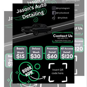 Auto detailing price sheet, auto detailing flyer, auto detailing, auto detailing buisness, mobile detailing , car cleaning, editable