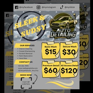 Auto detailing price sheet, auto detailing flyer, auto detailing, auto detailing buisness, mobile detailing , car cleaning, editable