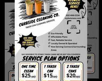 Trash can cleaning price sheet, trash can cleaning flyer, garbage can, flyer buisness, canva template, can cleaning