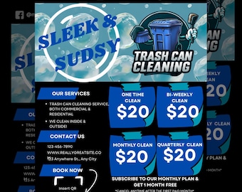 Trash can cleaning price sheet, trash can cleaning flyer, garbage can, flyer buisness, canva template, can cleaning