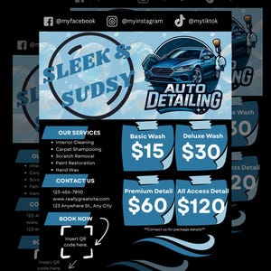Auto detailing price sheet, auto detailing flyer, auto detailing, auto detailing buisness, mobile detailing , car cleaning, editable